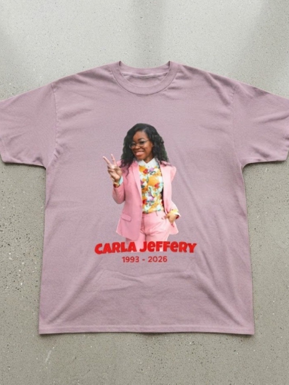Carla Jeffery Memorial Tee Mauve Pink Cotton Gildan T-shirt